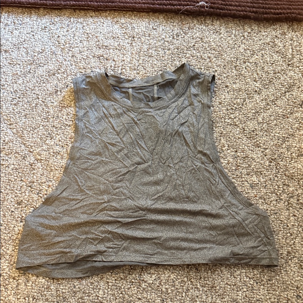 lululemon athletica Metallic Silver Cropped Tank
